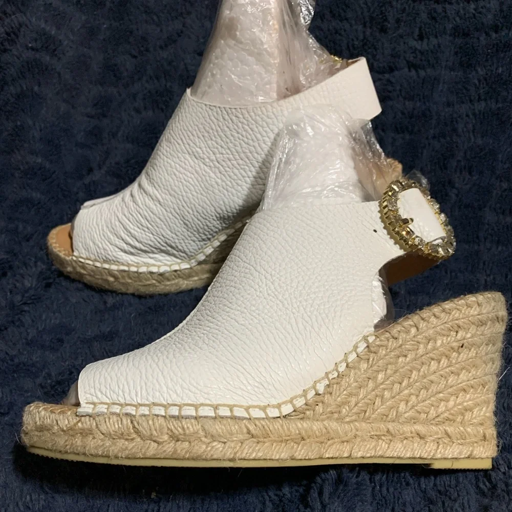 Maypol 7.5 White Leather Sandals - Picture 8 of 9